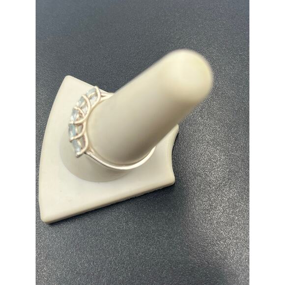 925 Sterling Silver Round Light Blue Spinel 4mm Gemstone Ring Sz 9.25 - Picture 5 of 8